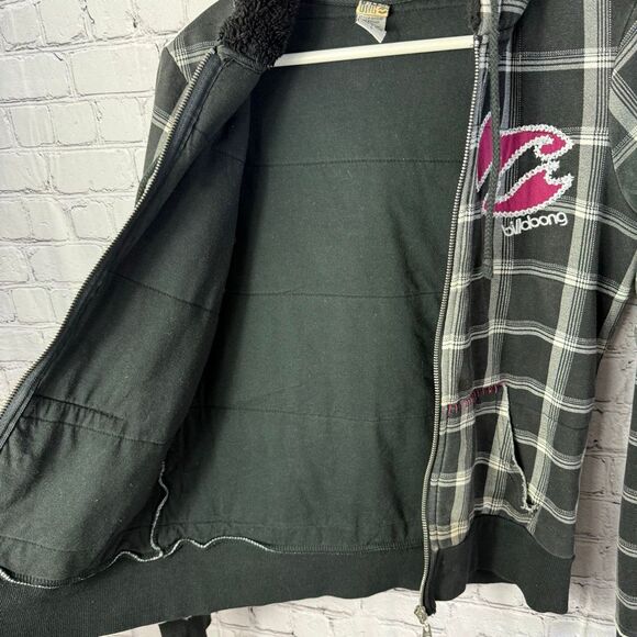 Vintage Billabong Roxy Style Striped Sherpa Lined Full Zip Hoodie Size Large - Picture 11 of 13